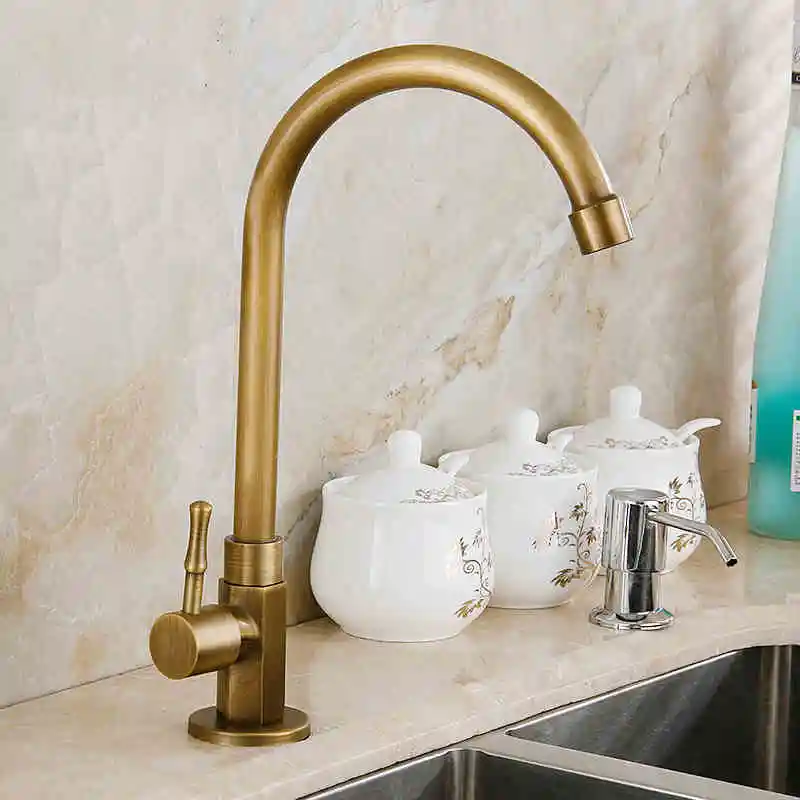 antique brass kitchen faucet kitchen sink tap basin faucet cold water tap 360 swivel spout - Brass Kitchen Sink antique brass kitchen faucet kitchen sink tap basin faucet cold water tap 360 swivel spout - Brass Kitchen Sink