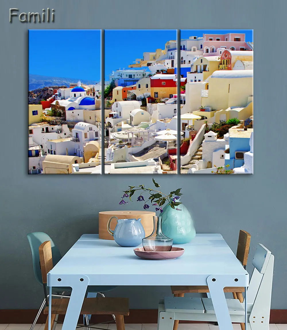 3 Панели современная живопись домашнее декоративное искусство картина Греция