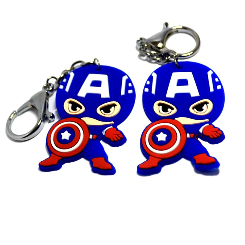 

Marvel Captain America PVC Keychain Clothing accessories Baby gift Bag Pendant Jewelry Cute Charm Purse Handbag Car Key Keyring