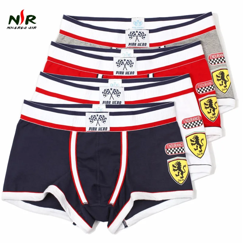 Hot sale Pink Heroes 4pcslot Men Underwear Boxers Cotton Underwear Men Boxer Sexy Print Low Brand Mens Underwear Shorts Boxers