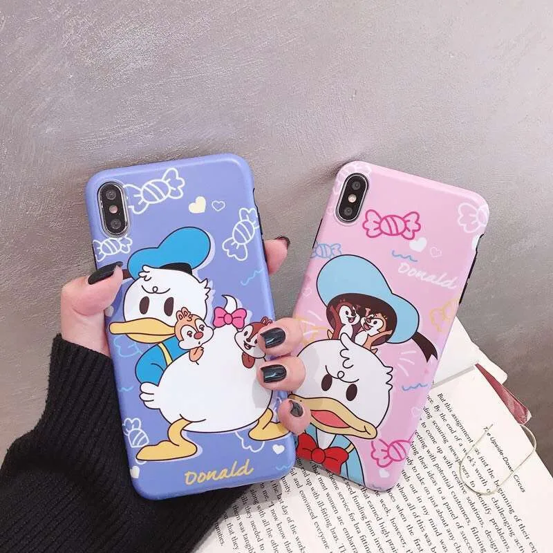 

Phone Case For iphone X XS MAX XR 6 6S 7 8 Plus Cartoon character Donald Duck Matte Soft IMD Silicon Back Cover Coque