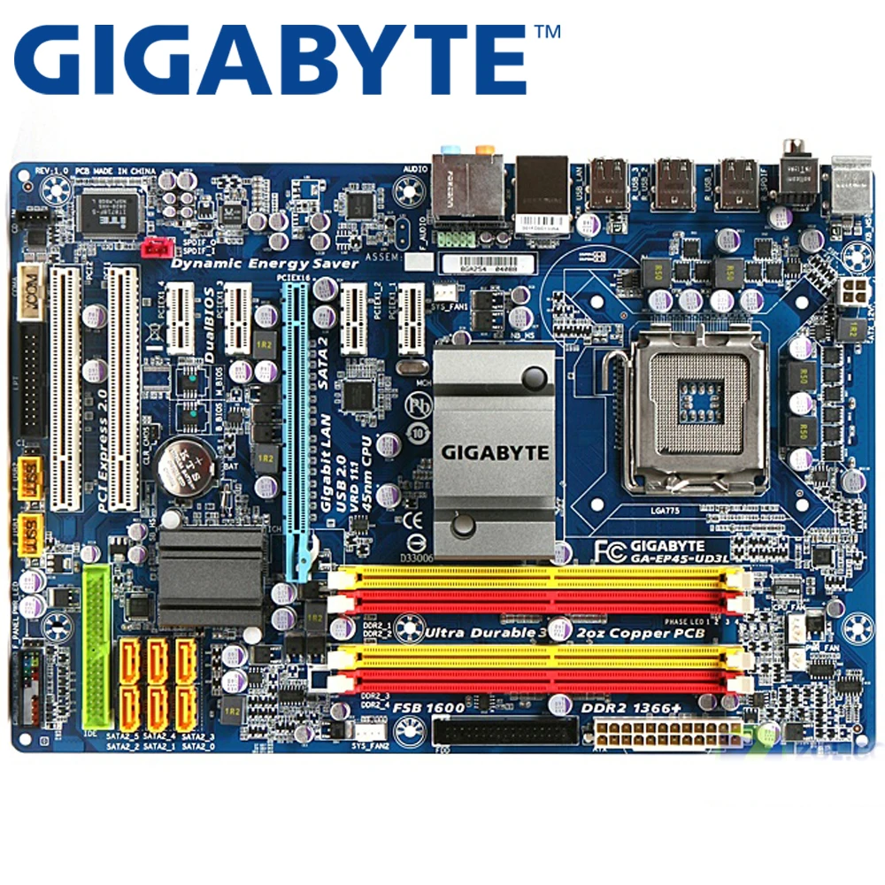 

GIGABYTE GA-EP45-UD3L Desktop Motherboard P45 Socket LGA 775 For Core 2 Pentium D DDR2 16G ATX Original Used P43-ES3G Mainboard