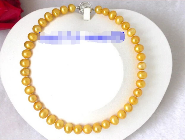 

fast N695 beautiful 17" 11mm yellow round Pearl Necklace