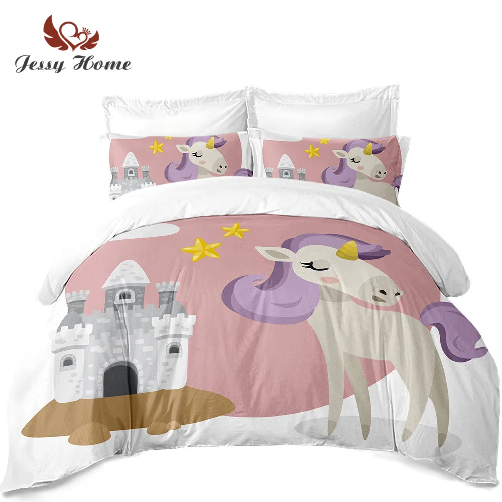Unicorn Bedding Set Queen Size White Pink Duvet Cover ...