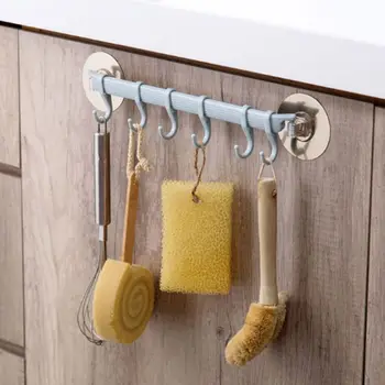 

6 Hooks Storage Hanger Racks Wall Mounted Kitchen Hanging Holder Colorful Sucker Suction Hooks Home Bathroom Accessories