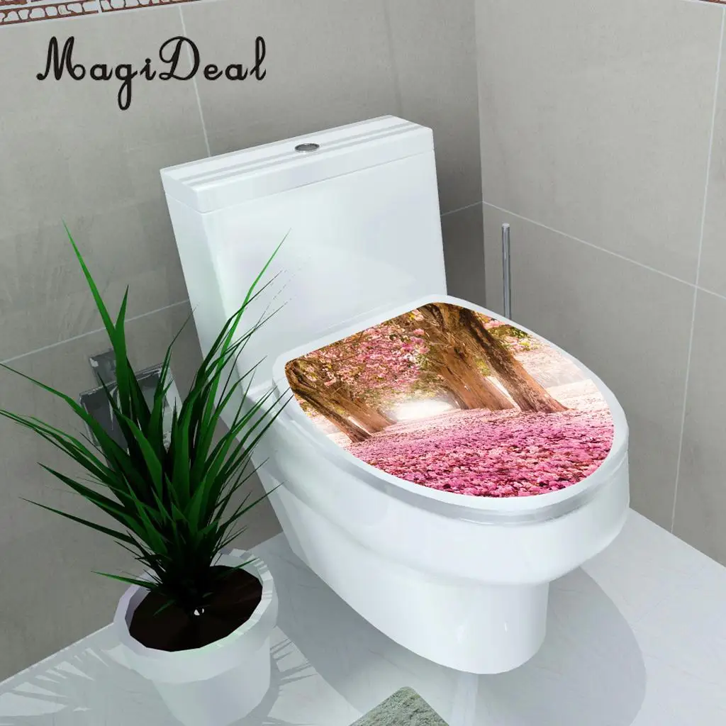 Self Adhesive Toilet Seat Cover Sticker Bathroom Closestool Lid Decal, Removable & Waterproof