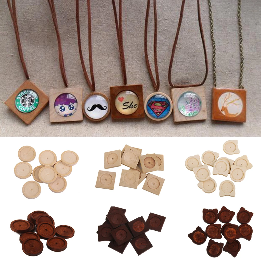 

New Hot Sale 10pcs Vintage Cat Shape Wooden Cameo Base Setting/Tray DIY Wooden Color Base DIY Wedding Party Decoration Accessory