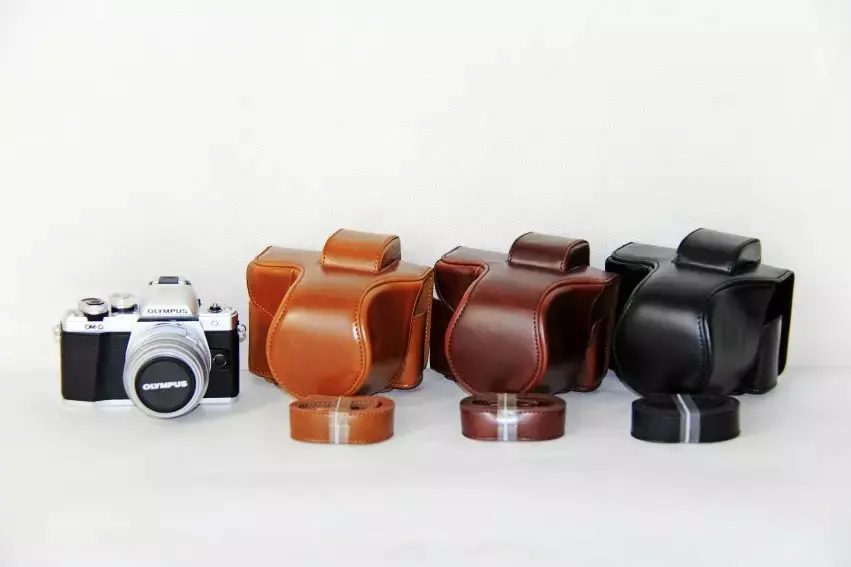 New Pu Leather Camera Case Bag For Olympus EM10 Mark II EM10 III EM10 II EM10 Mark III Camera Bag Cover With Strap