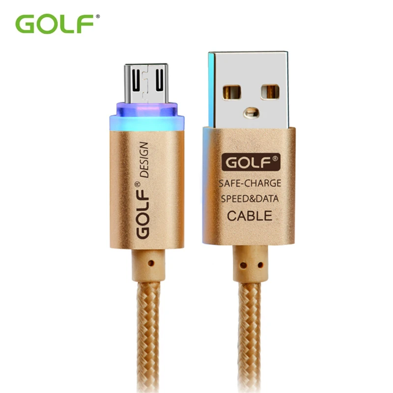 Умный светодиодный зарядный кабель GOLF 1 м с металлической оплеткой Micro USB для Samsung