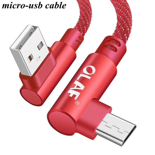 Олаф 90 градусов Micro USB кабель 2.4A Быстрая зарядка синхронизации данных кабель USB зарядное устройство для samsung Xiaomi huawei мобильный телефон кабель - Цвет: micro-usb cable