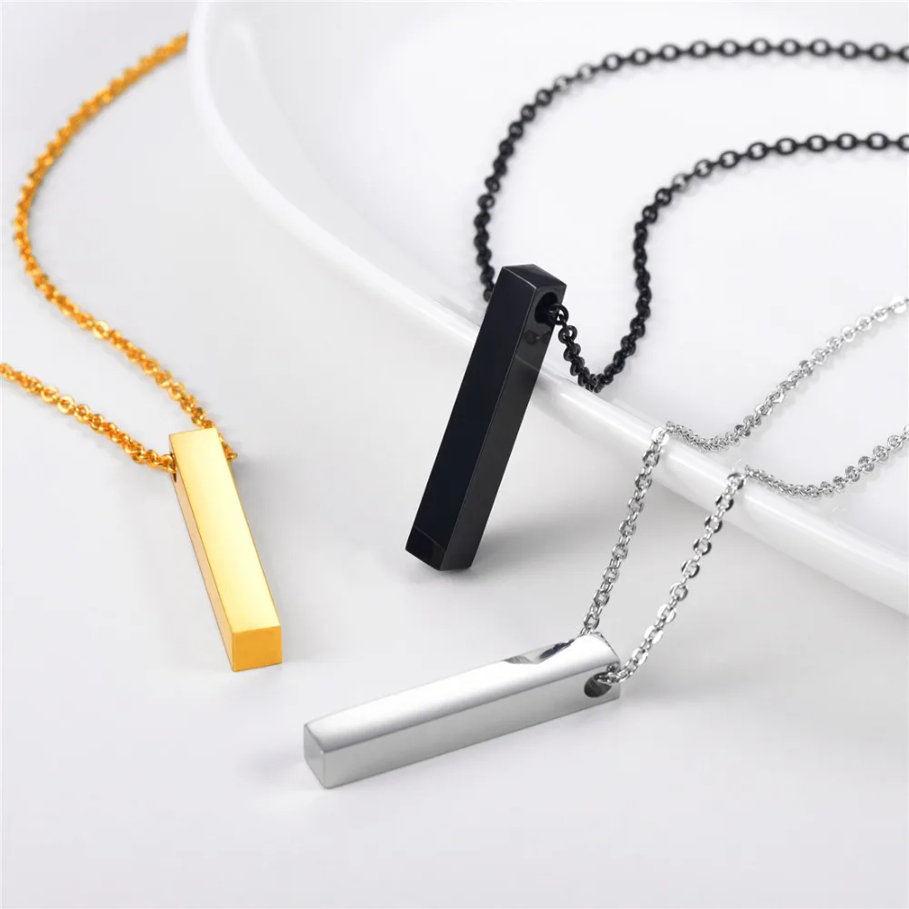 Stainless steel rectangular prism novelty fashion style pendant chain