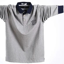 Плюс размер 5XL мужские футболки осенние с длинным рукавом с отложным воротником рубашки поло мужские деловые рабочие повседневные хлопковые