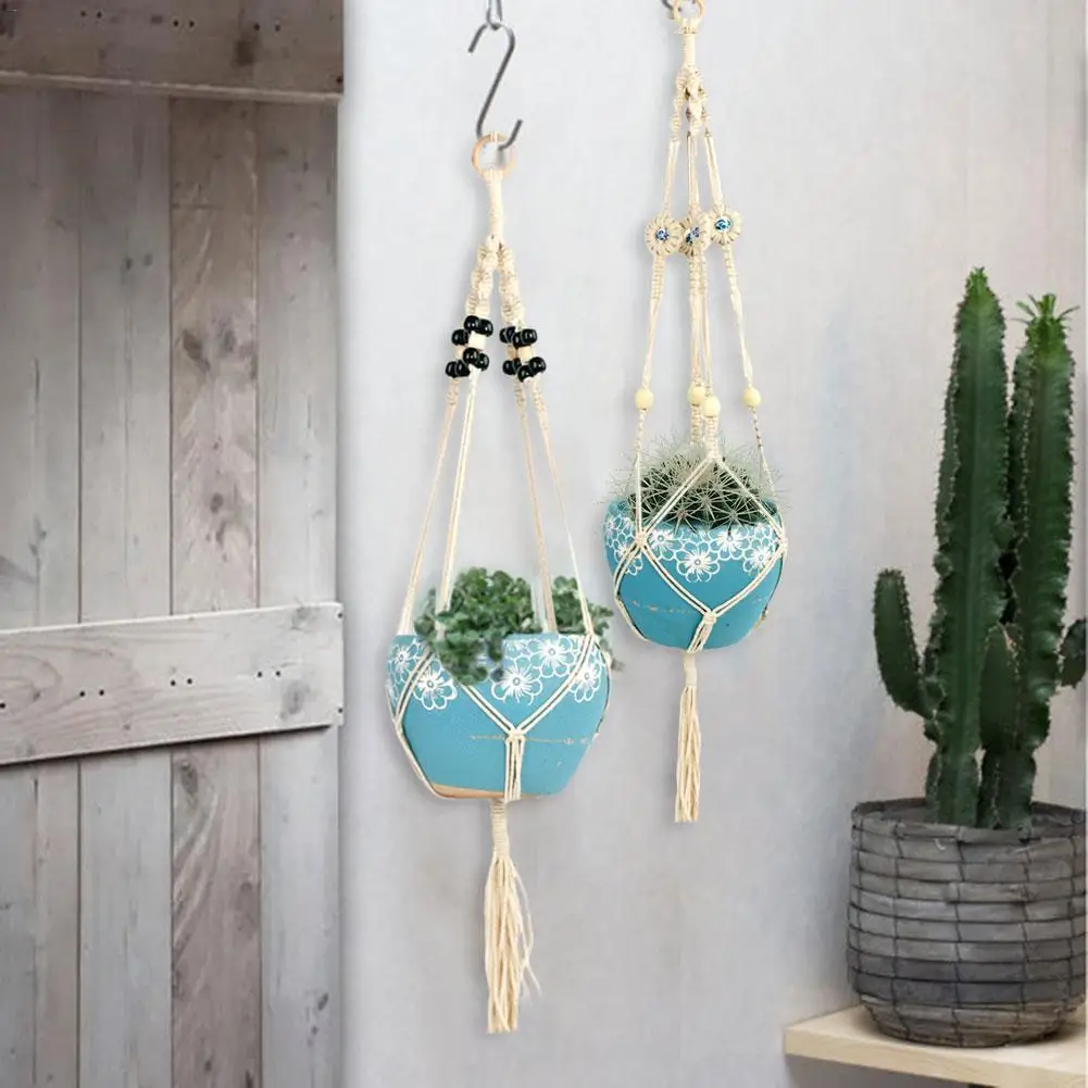 Macrame Flowerpot Rope Hang Basket Linen Wall Bag String Mesh Net Hanging Plant