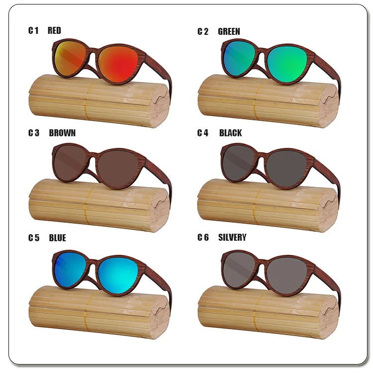 Anti-broken red pear wood Cat eye Women Polarized Wooden Sunglasses (8)