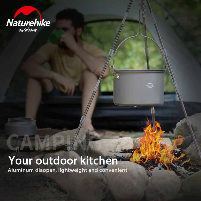 Naturehike 4L Utensilios de cocina de Camping Para 4-6 Persona que Cuelga Grande Capacidad Olla Al Aire Libre Vajilla Picnic Hoguera Olla NH17D021-G