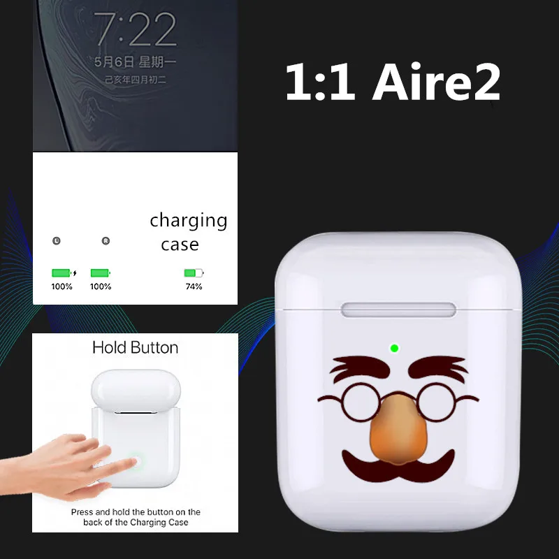 

TWS ecouteur sans fil bluetooth earphone 1:1 air2 in ear dedection pop up & wireless charger original sound quality pk i200 tws