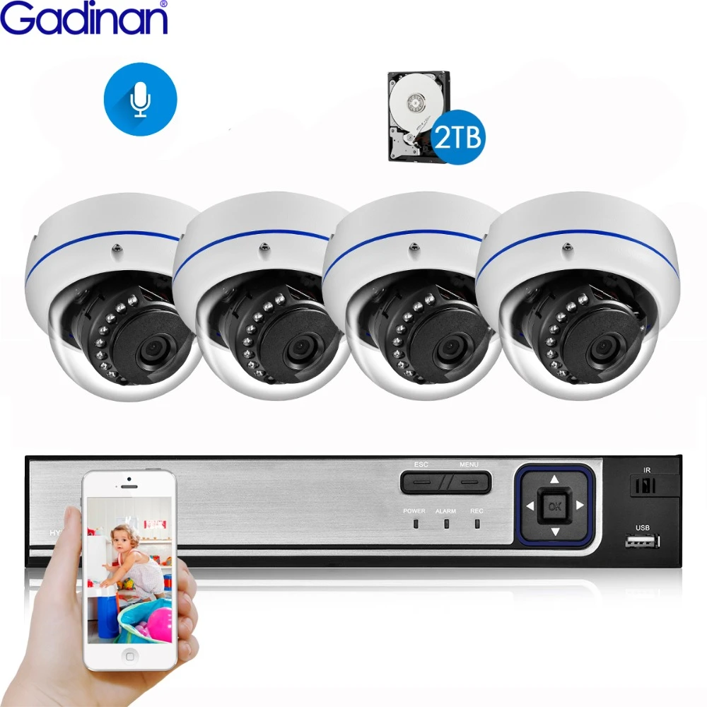 Gadinan 4CH 5.0MP Home Security NVR POE CCTV Camera System 5MP 2592X1944P 3MP Audio Sound Outdoor Night Vision Surveillance Kit hidden wireless surveillance cameras