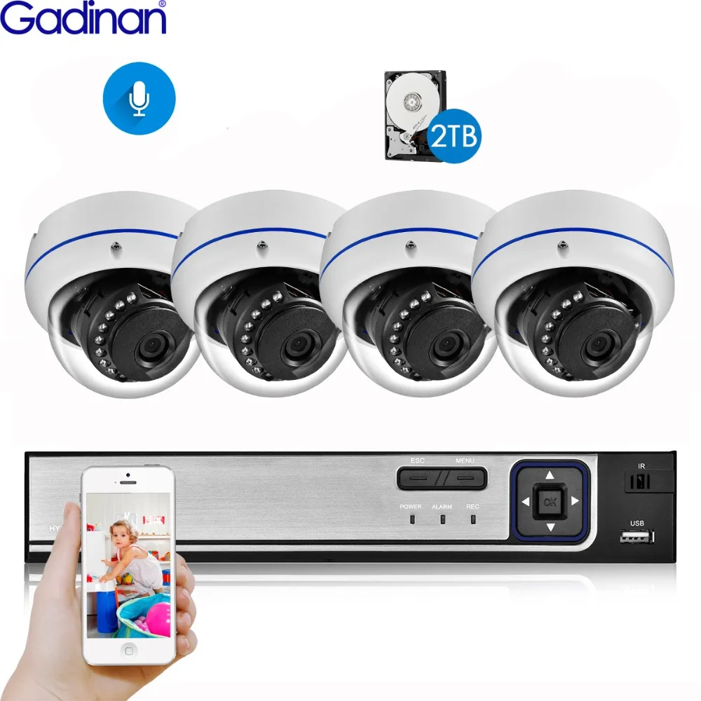 Cheap  Gadinan 4CH 5.0MP Home Security NVR POE CCTV Camera System 5MP SONY IMX335 4MP Audio Sound Outdoor 