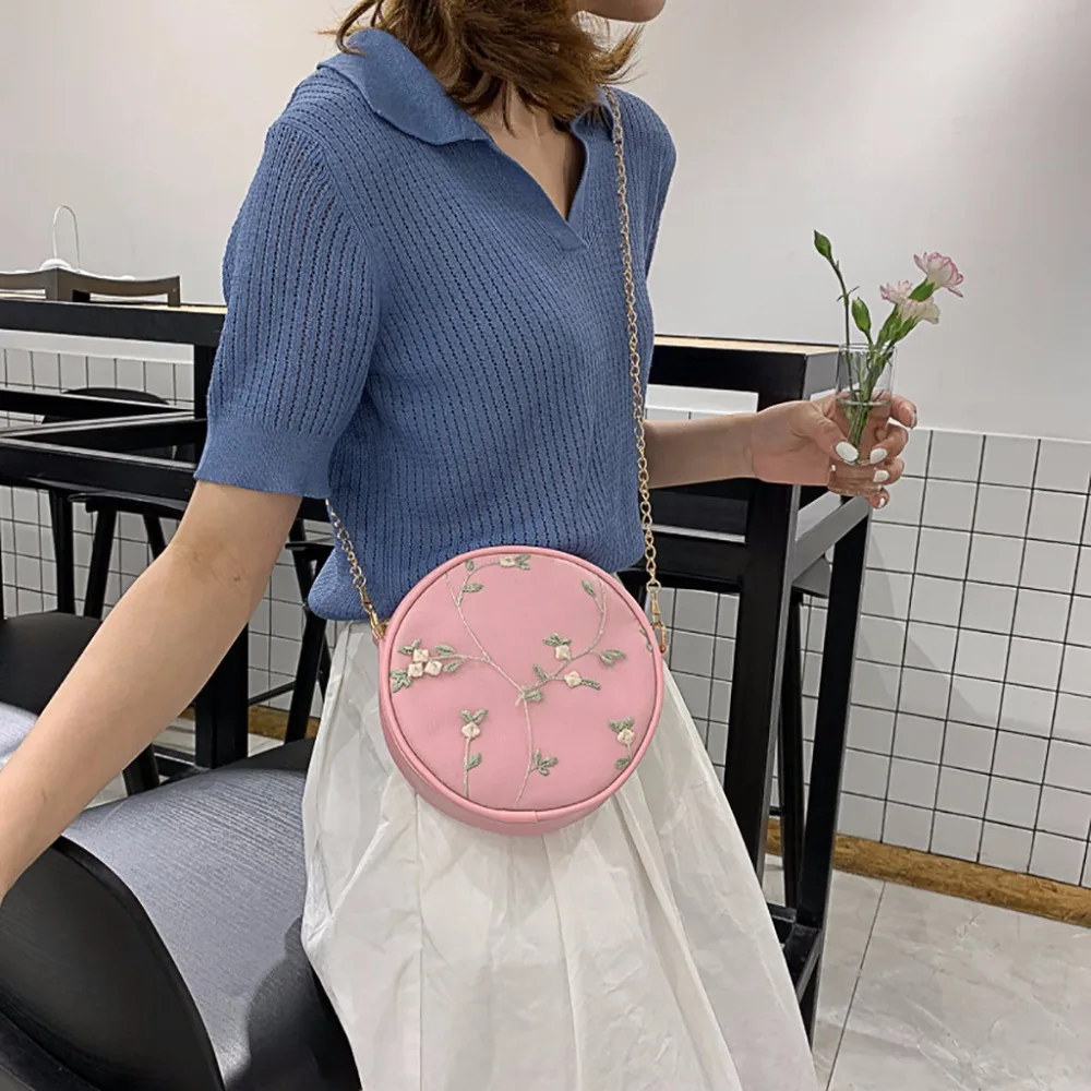 

HTNBO Handbag 2019 New Small Round Bag Female Shoulder Bag Simple Chain Messenger Bag ladies hand bags purses сумка