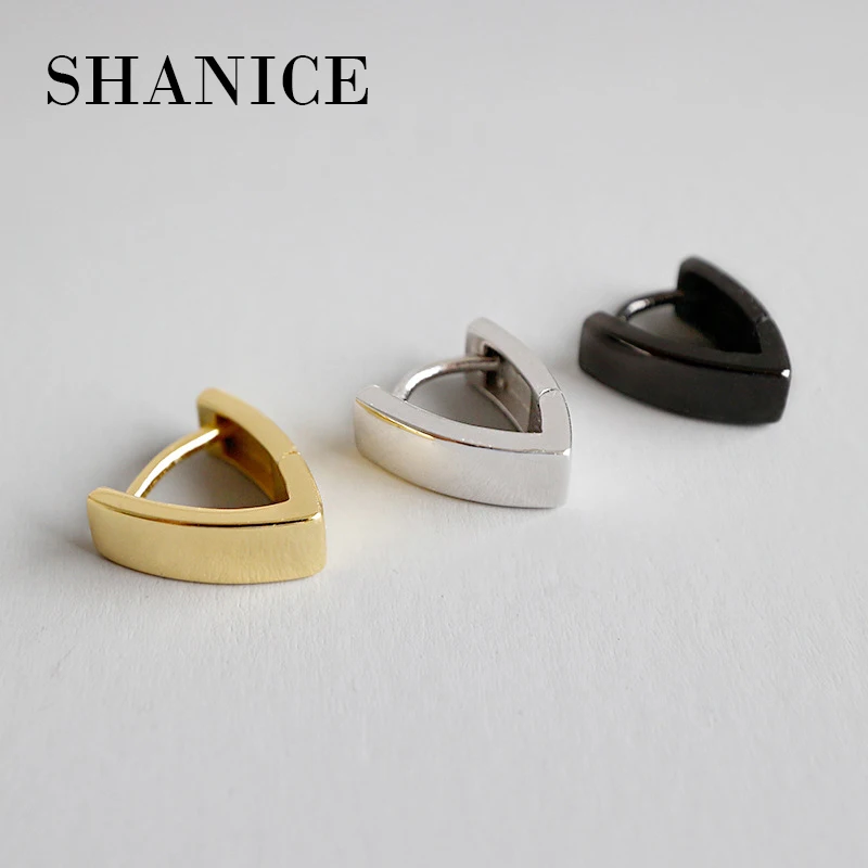 SHANICE, Настоящее серебро 925 пробы, ювелирное изделие, изящные серьги-гвоздики для девушек и женщин, простые геометрические треугольные серьги