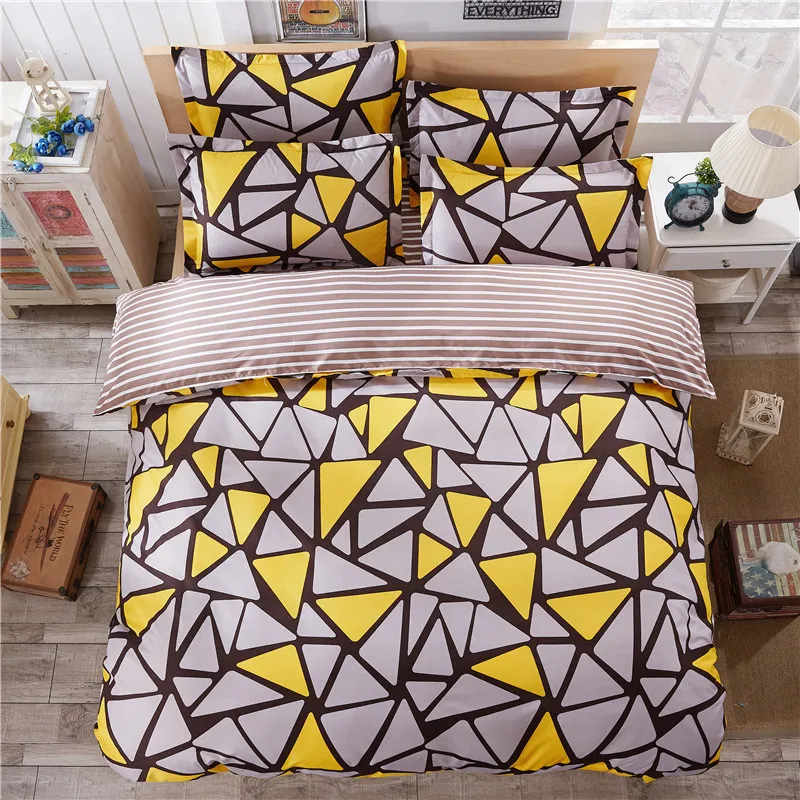 

AB surface design stripes and geometric patterns 3/4pcs Bedding Set Duvet Cover Pillowcases Bed Sheet Sets Bedspread super king