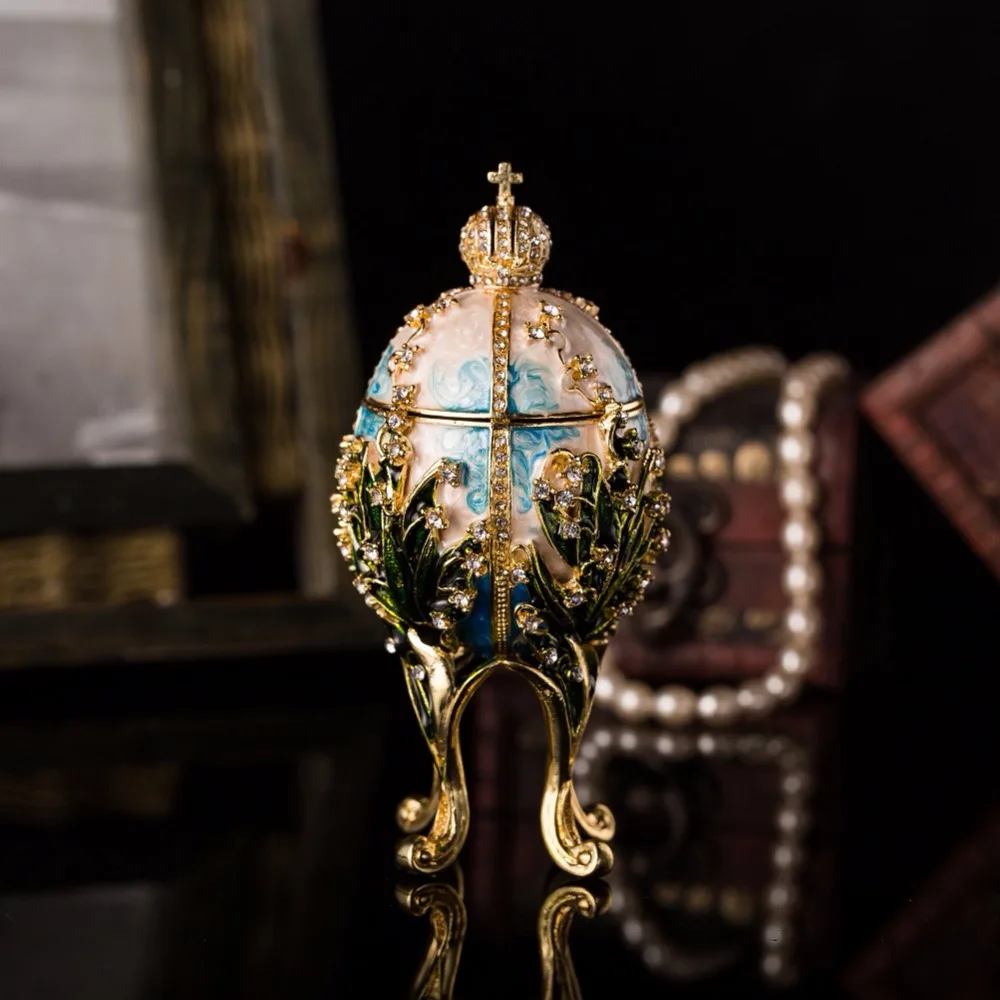 

QIFU New Arrive Handicraft Metal Beautiful Faberge Egg for Trinket Box