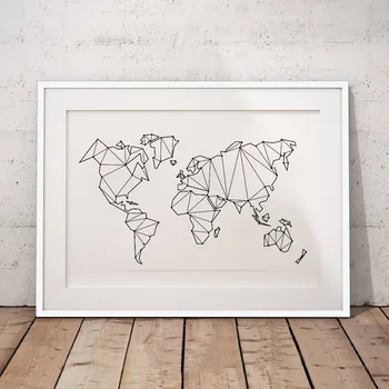 

Abstract World Map Canvas Art Print Wall Pictures , Geometric Low Poly Map Of World Poster Canvas Painting Home Decoration