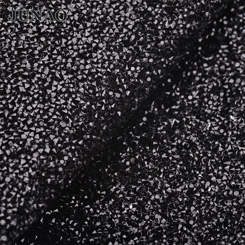 JUNAO 24*40 см самоклеющиеся черные стразы, сетка, отделка, смола, кристалл, ткань, аппликация со стразами, лента для украшения