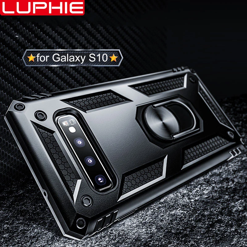 

Magnetic Car Mount for Samsung Galaxy S8 S9 S10 Plus Note 9 Case Shockproof Armor Case Finger Ring Holder Kickstand Back Cover