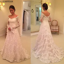 Кружевное свадебное платье русалки, прозрачные Свадебные платья с длинным рукавом и аппликацией, свадебные платья на пуговицах с закрытой спиной, Vestidos De Novia