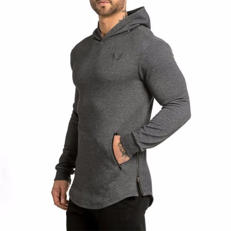 

2019 New Arrival Men's Long Hoodies Hooded Pullovers Casual Sweatershirt Fitness Clothing Men Sweatshirt Hooded Muscle Coat