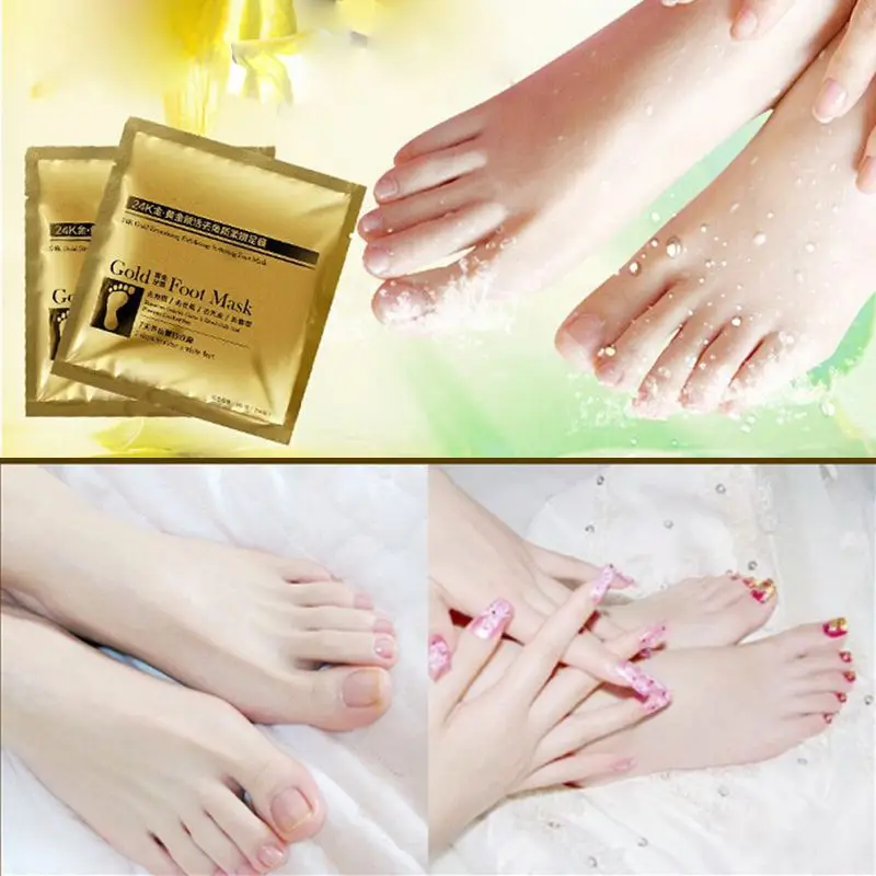 

New Hot 2Pcs/Pack 24K Gold Foot Peeling Renew Mask Remove Dead Skin Cuticle Pedicure LP54