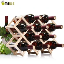 Kreative Faltbare 10 Flasche Holz Wein Bier Flasche Rack Organizer Halter Halterung Küche Bar Display ShelfStorage Racks Stehen