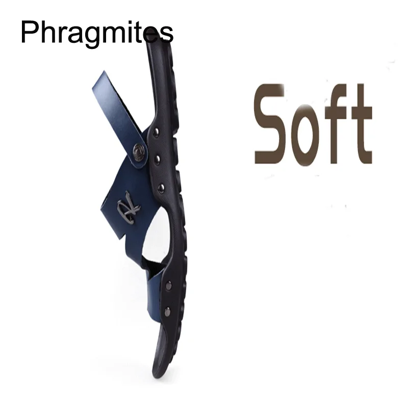 Phragmites модные летние пляжные мужские босоножки, тапочки крутая кожаная Летняя Мужская обувь с открытым носком; шлепанцы без задника с открытыми пальцами; Sandalias Mujer;