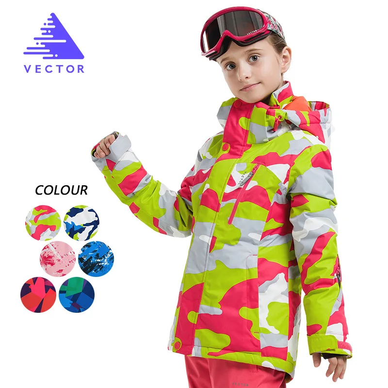 الفتيان فتاة سترة تزلج للماء صامد للريح تزلج على الجليد الاطفال سترة تزلج الأطفال في الهواء الطلق الدافئة مقنعين على الجليد الملابس الرياضي...