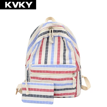 

KVKY 2Pcs/Set Women Backpacks Preppy Style Casual Female School Bag For Teenage Girls Rucksack Travel Shoulder Bag Purse Mochila