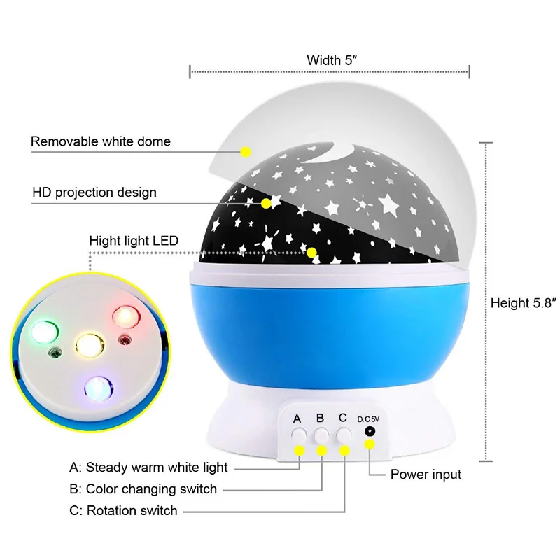 Светодиодный проекционный ночник с вращающимися звездами, луной, красочная usb-лампа, проекционный светодиодный ночник для праздничного подарка