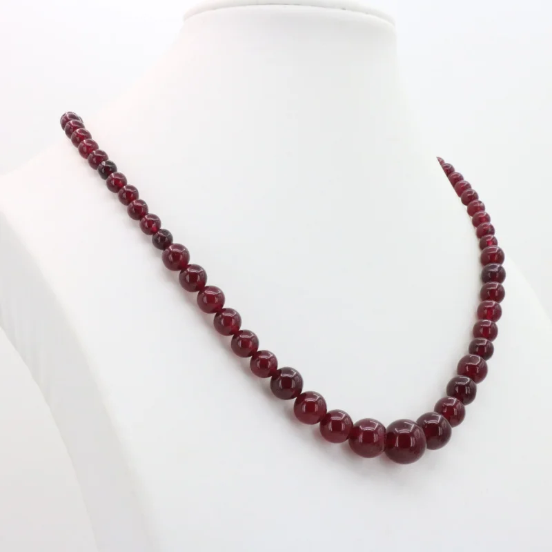 Red Chalcedony Round Bead Tower Chain 6-14mm Stone Necklace 18&quot DIY Jewelry Making Design Suitable Women Fashion Style Gift | Украшения