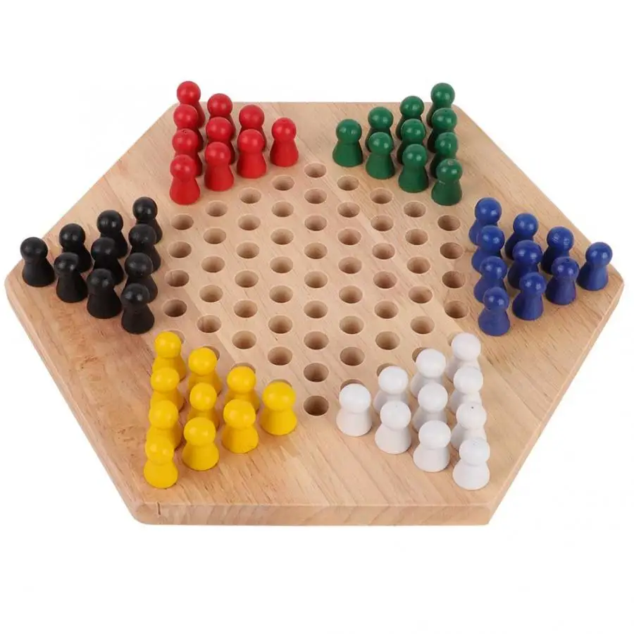 

Wooden Checkers Chess Game Educational Board Kids Classic Chinese Checkers Set Strategy Family Game Chess Games
