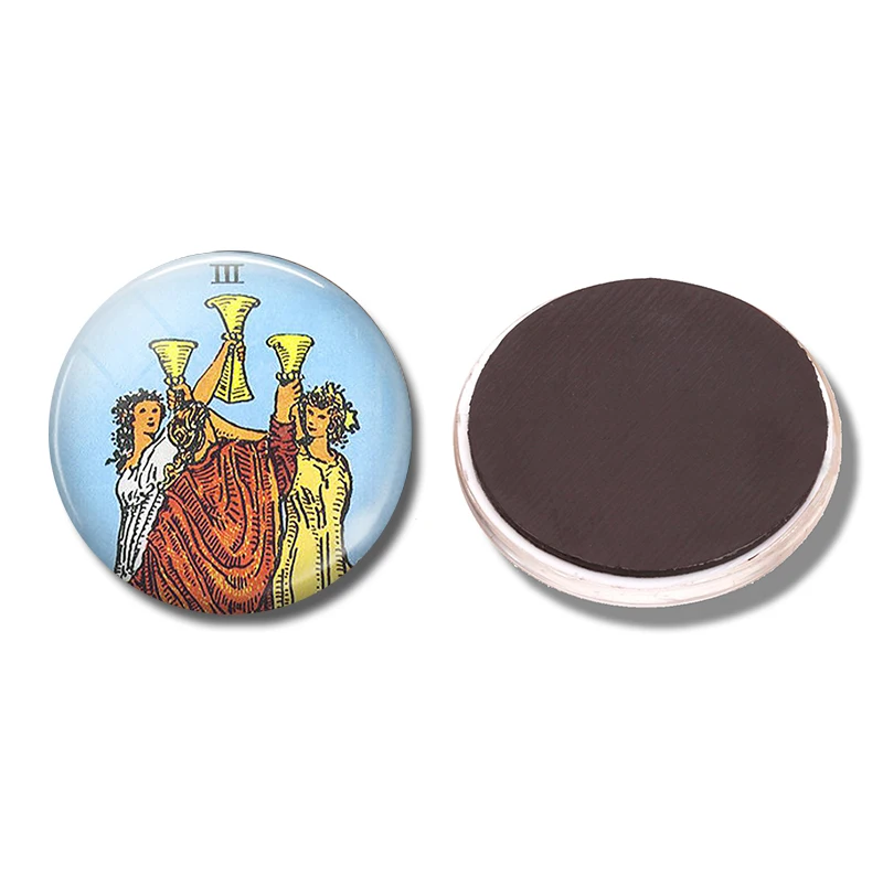 

Tarot Three of Cups Refrigerator Magnets 30 MM Magnet Fridge Glass Friendship Symbolic Magnetic Stickers for Fridge Decoration