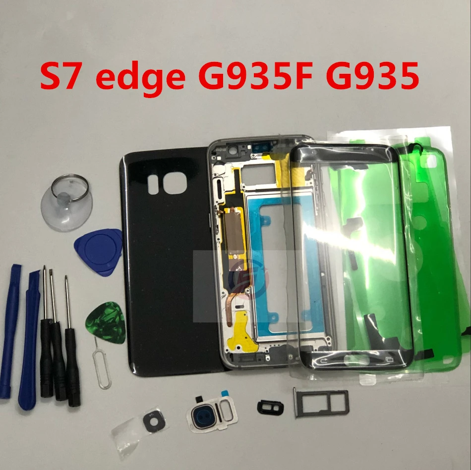 

Full Housing Case Back Cover + Front Screen Glass Lens + Middle Frame For Samsung Galaxy S7 edge G935 G935F G930F Complete Parts