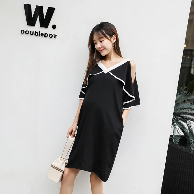 

Fashion Chiffon Maternity Dress Pregnancy Clothes for Pregnant Women Lady Open Shoulder Vestidos Summer Party Evening Dress C822