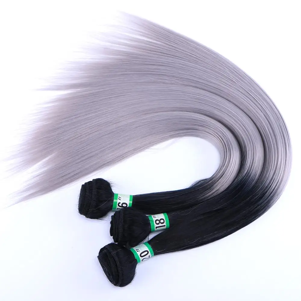 Анжи завивка искусственных волос прямые волосы пучки 100% Термостойкое волокно Наращивание волос для Для женщин 70 грамм 1/3/4 Связки только в