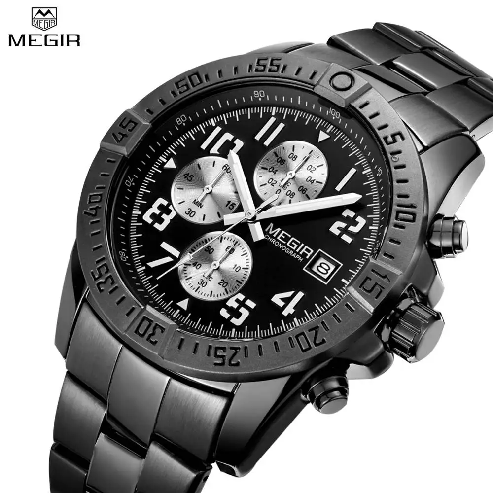 Prix pour Véritable de MEGIR Hommes Casual Quartz Montre Chronographe en acier Inoxydable Hommes Montres relogio masculino Prix pour Véritable de MEGIR Hommes Casual Quartz Montre Chronographe en acier Inoxydable Hommes Montres relogio masculino