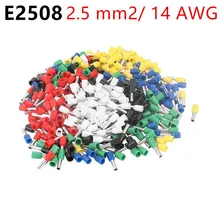100pcs/Lot E2508 14 AWG 2.5mm2 Insulated Cord End Terminal Wire Ferrules Brand New