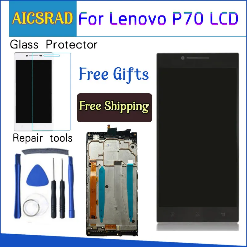 Дешево AICSRAD 5,0 ЖК дисплей для lenovo P70 сенсорный экран с рамкой Замена для lenovo P70 ЖК дисплей P70 A P70A черный белый