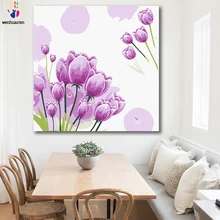 DIY картинки для раскраски по номерам с цветами Фиолетовый Тюльпан иллюстрация картина Рисование Живопись по номерам в рамке дома