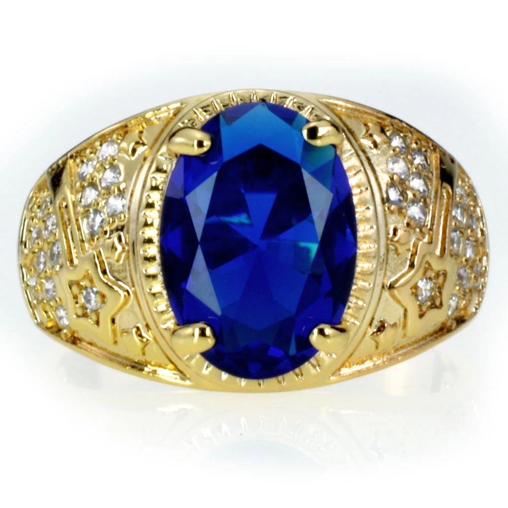 ブランド新高品質czメンズリングゴールド充填 16 ファッションフィギュアリングブルー石r2a Ring Blue Stone Blue Stonering Blue Aliexpress