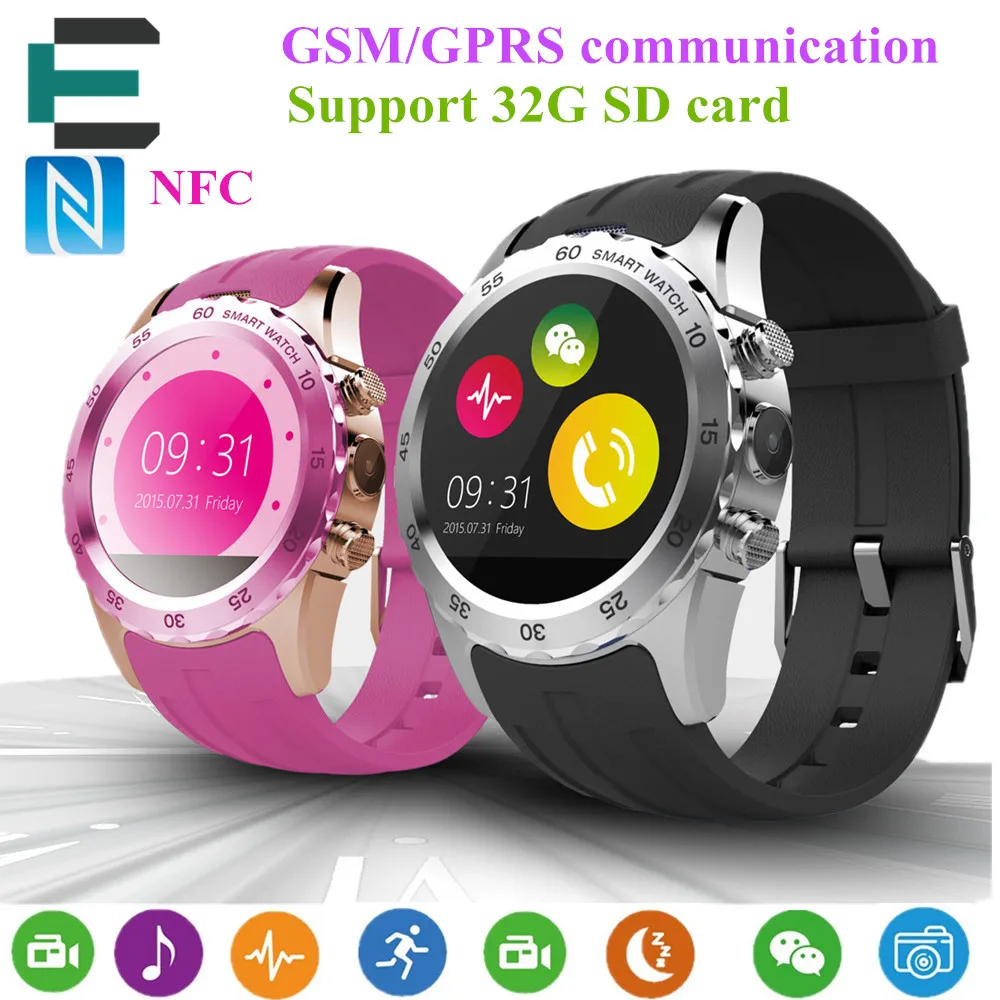 KW08 MTK6260 NFC Smart watches 1 22 HD IPS Sport watch support SIM card GSM Camera