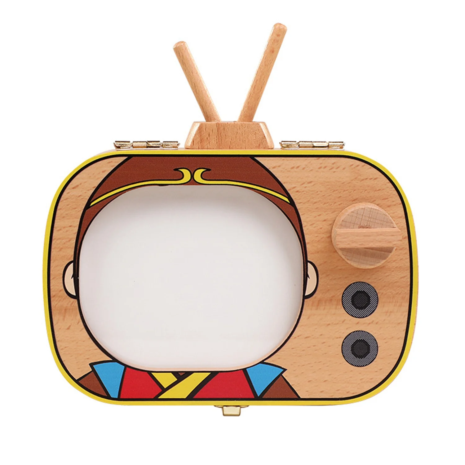 Детская коробка для зуба на память, деревянная коробка для зубов в форме телевизора, коробка для зуба на память, коробка для хранения зуба на память, рекламные подарки для сбора - Цвет: A1